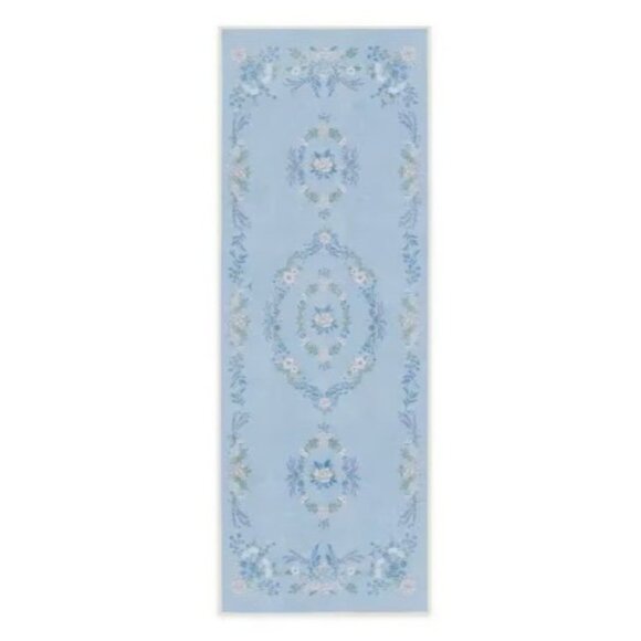 Ruggable Bridgerton Aubrey Hall Blue Garden Washable Runner Rug 2.5' x 7’ w/ Pad - Picture 8 of 11